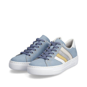 Rieker L8802-10 Blue Combination Womens Casual Comfort Lace/Zip Up Shoes
