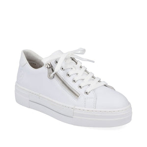 Rieker N4921-81 White Womens Casual Comfort Lace/Zip Up Shoes
