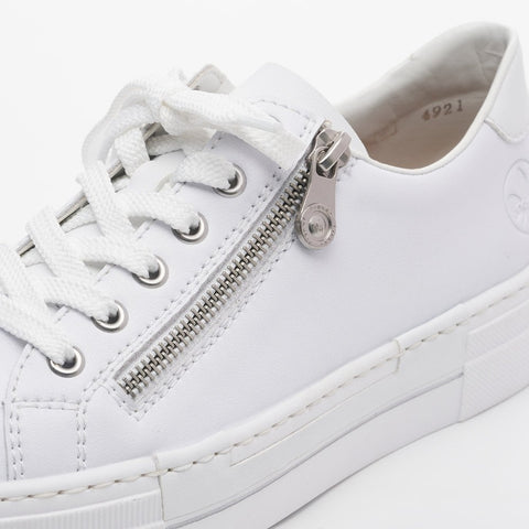 Rieker N4921-81 White Womens Casual Comfort Lace/Zip Up Shoes