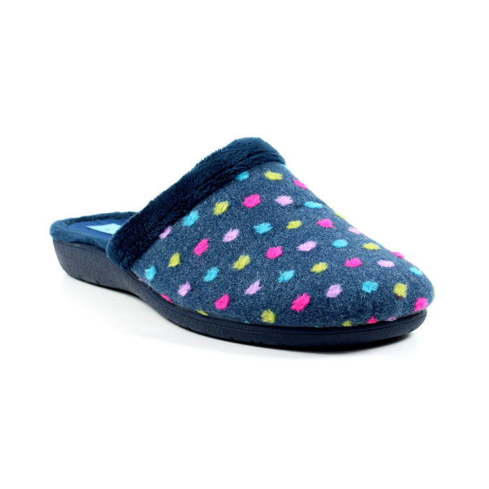 Lunar KLZ066 Seine Blue Womens Comfort Slip On Mule Slippers