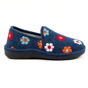 Lunar KLS125 Sepal Blue Womens Comfort Embroidered Slip On Slippers