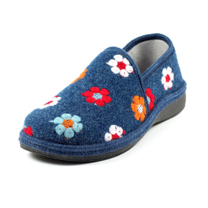 Lunar KLS125 Sepal Blue Womens Comfort Embroidered Slip On Slippers