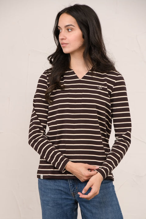 Lighthouse Womens Sorcha Cocoa Cream Stripe Top