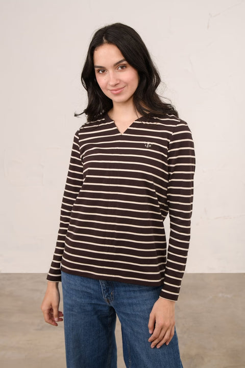 Lighthouse Womens Sorcha Cocoa Cream Stripe Top