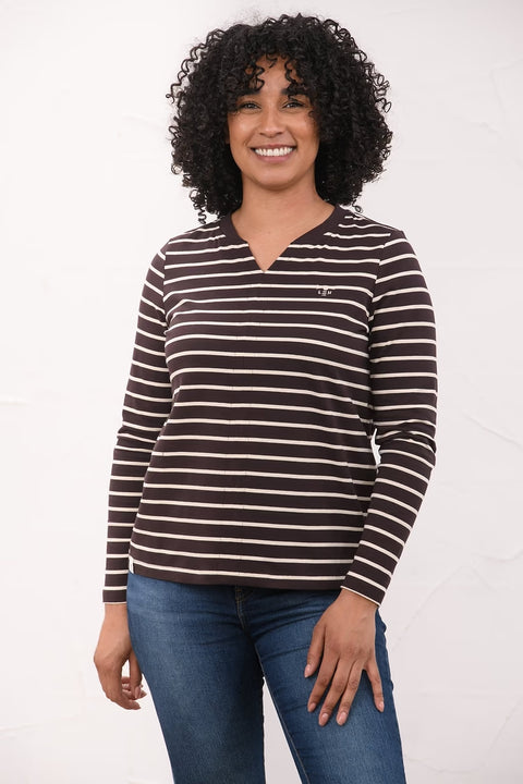 Lighthouse Womens Sorcha Cocoa Cream Stripe Top