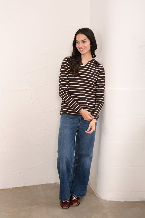 Lighthouse Womens Sorcha Cocoa Cream Stripe Top