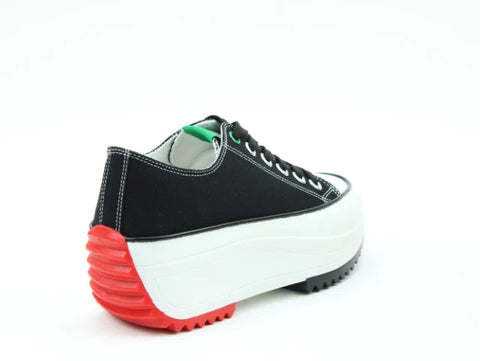 Heavenly Feet Strata Black Womens Chunky Lightweight Canvas Trainer