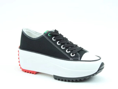 Heavenly Feet Strata Black Womens Chunky Lightweight Canvas Trainer