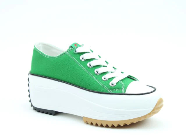 Heavenly Feet Strata Green Womens Chunky Lightweight Canvas Trainer