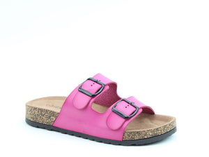 Heavenly Feet Harmony2 Fuchsia Womens Casual Comfort Slip On Slider Twin Buckle Fastening Sandals