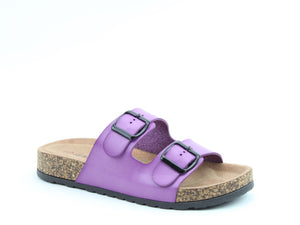 Heavenly Feet Harmony2 Lilac Womens Casual Comfort Slip On Slider Twin Buckle Fastening Sandals