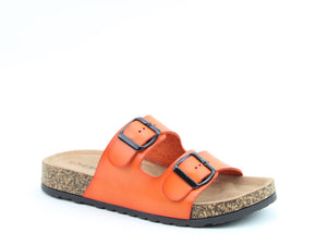 Heavenly Feet Harmony2 Orange Womens Casual Comfort Slip On Slider Twin Buckle Fastening Sandals