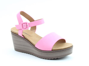 Heavenly Feet Orion2 Pink Womens Casual Comfort Wedge Sandals