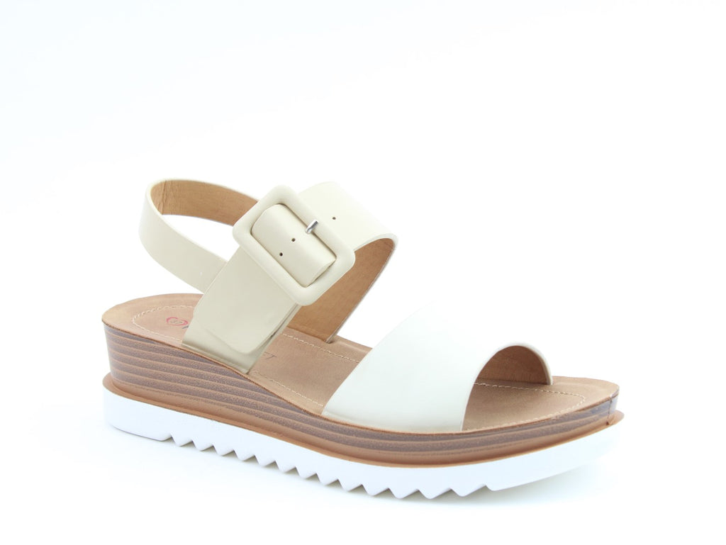 Heavenly Feet Pistachio Nude/Stone Womens Buckle Fastening Sandals