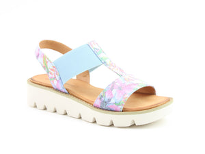 Heavenly Feet Ritz Floral Blue Womens Casual Comfort Slingback Sandals