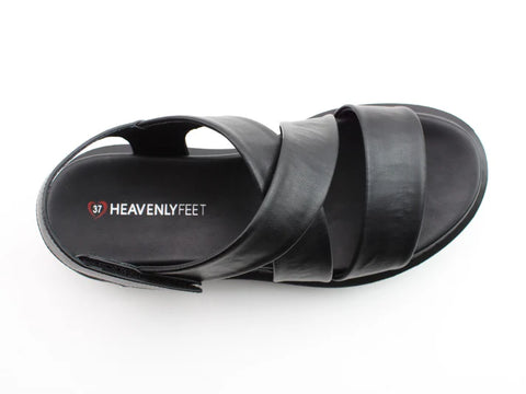 Heavenly Feet Fallon2 Black Womens Litesoles Comfort Open Toe Touch Fastening Sandals