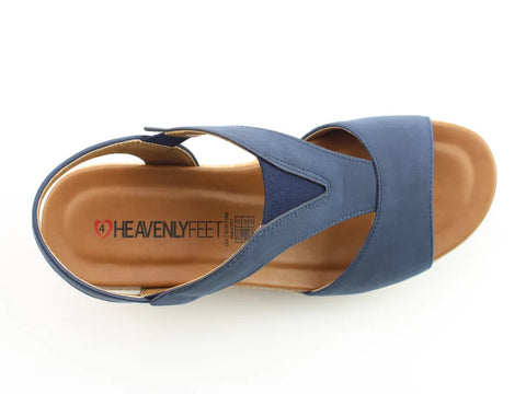 Heavenly Feet Paulina Navy Womens Comfort Lightweight Wedge Sandals