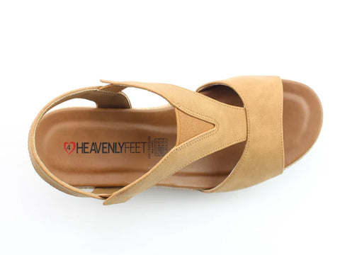 Heavenly Feet Paulina Tan Womens Comfort Lightweight Wedge Sandals