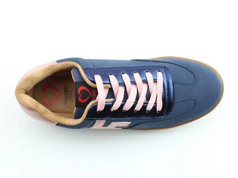 Heavenly Feet Madison Navy/Pink Womens Comfort Casual Lace Up Trainers