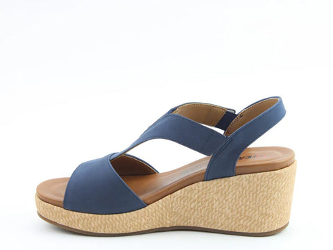Heavenly Feet Paulina Navy Womens Comfort Lightweight Wedge Sandals