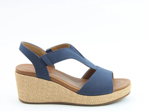 Heavenly Feet Paulina Navy Womens Comfort Lightweight Wedge Sandals