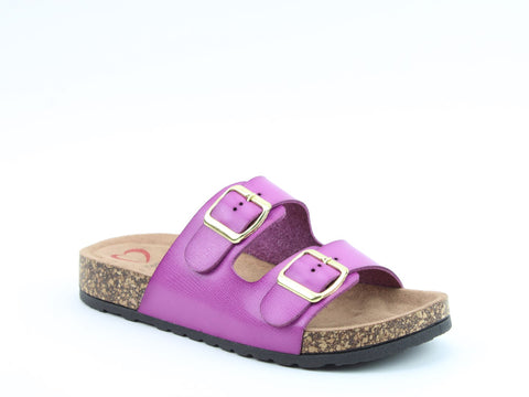 Heavenly Feet Harmony2 Rose Pink Womens Casual Comfort Slip On Slider Twin Buckle Fastening Sandals