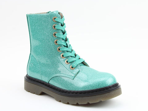 Heavenly Feet Justina2 Glitter Mint Womens Lace Up Zip Up Ankle Boots
