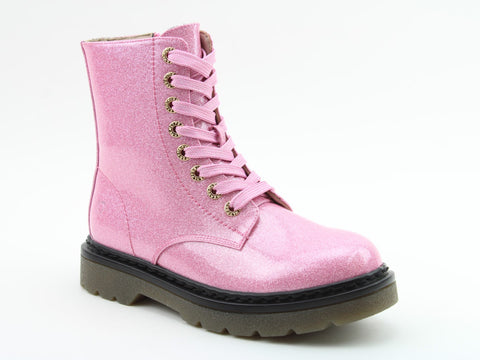 Heavenly Feet Justina2 Glitter Pink Womens Lace Up Zip Up Ankle Boots