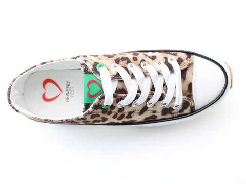 Heavenly Feet Strata Brown Cheetah Womens Chunky Lightweight Canvas Trainer
