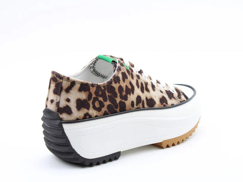 Heavenly Feet Strata Brown Cheetah Womens Chunky Lightweight Canvas Trainer