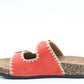 Heavenly Feet Sandy Orange Womens Casual Comfort Slip On Slider Twin Buckle Fastening Sandals