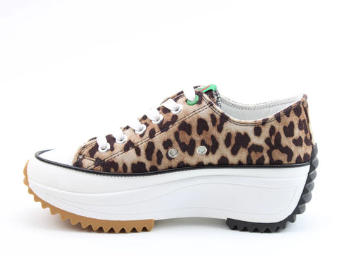 Heavenly Feet Strata Brown Cheetah Womens Chunky Lightweight Canvas Trainer