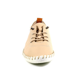 Lunar FLE030 St Ives Beige Womens Casual Comfort Leather Elasticated Lace Trainers