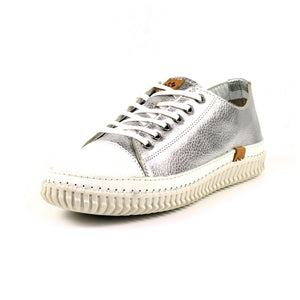 Lazy Dogz Starlet Silver Womens Casual Comfort Leather Trainers Shoes