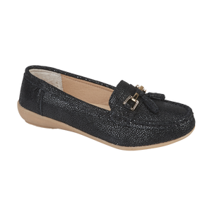 Jo & Joe Tahiti Black Womens Casual Comfort Leather Loafers