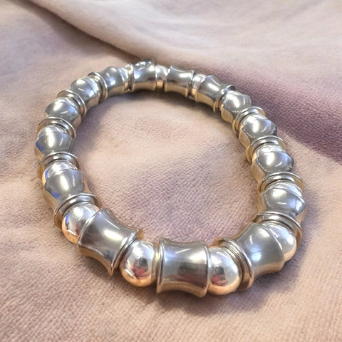 Jess and Lou BR233S Silver Beaded Stretch Hypoallergenic and Nickel Free Bracelet