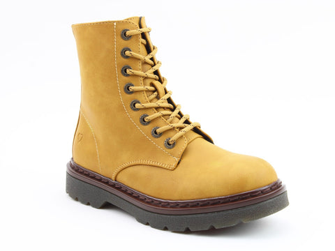 Heavenly Feet Justina2 NBK Faux Nubuck Camel Womens Lace Up Zip Up Ankle Boots