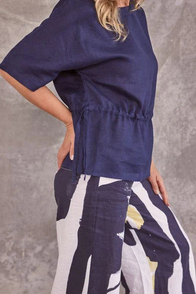 See Saw Drawstring Top Navy