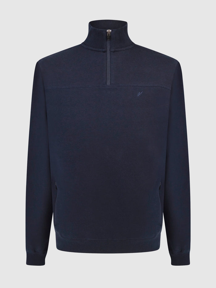 Mish Mash Triumph Navy Mens Quarter Zip Sweater