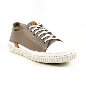 Lazy Dogz Truffle Taupe Womens Casual Comfort Leather Trainers Shoes