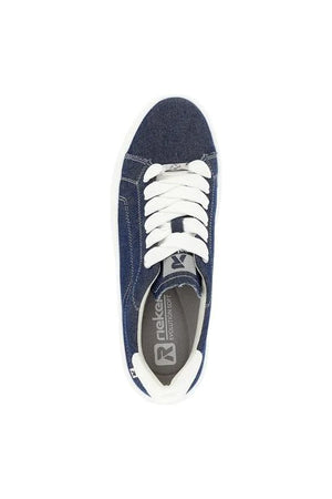 Rieker R-Evolution W0501-14 Denim Blue Womens Casual Comfort Chunky Lace Up Trainers