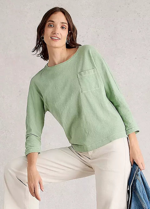 White Stuff Demi Dolman Top Mid Green