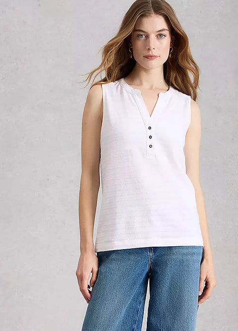 White Stuff Nora Texture Notch Brilliant White Womens Vest