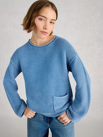 White Stuff Gigi Washed Jumper Mid Blue