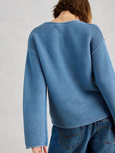 White Stuff Gigi Washed Jumper Mid Blue