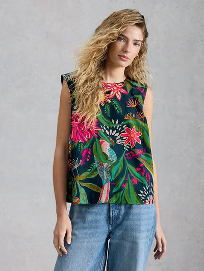 White Stuff Matilda Vest Green Print