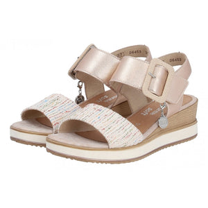 Remonte D6453-31 Weiss-Multi Womens Touch Fastening Wedge Sandals
