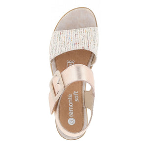 Remonte D6453-31 Weiss-Multi Womens Touch Fastening Wedge Sandals