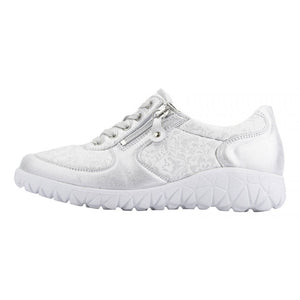 Waldlaufer Womens H89001 213 989 Havy Soft Bufa Jasminstretch White/Silver Lace-Up Trainers