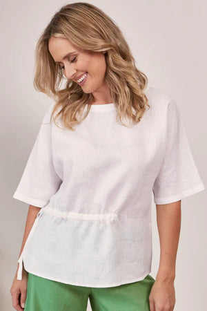 Sea Saw Drawstring Top White